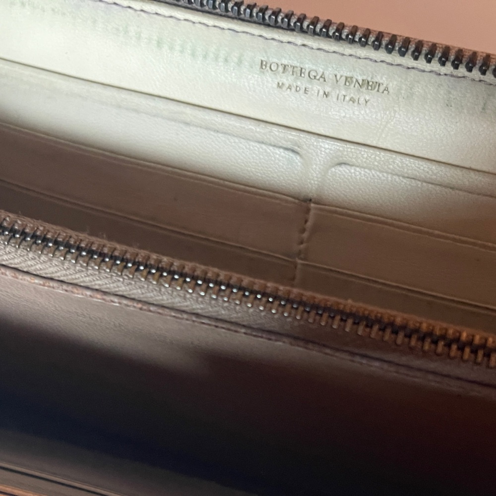 SOLD ❌ Bottega Veneta long wallet repainted rustic project leather brown - Picture 3 of 13